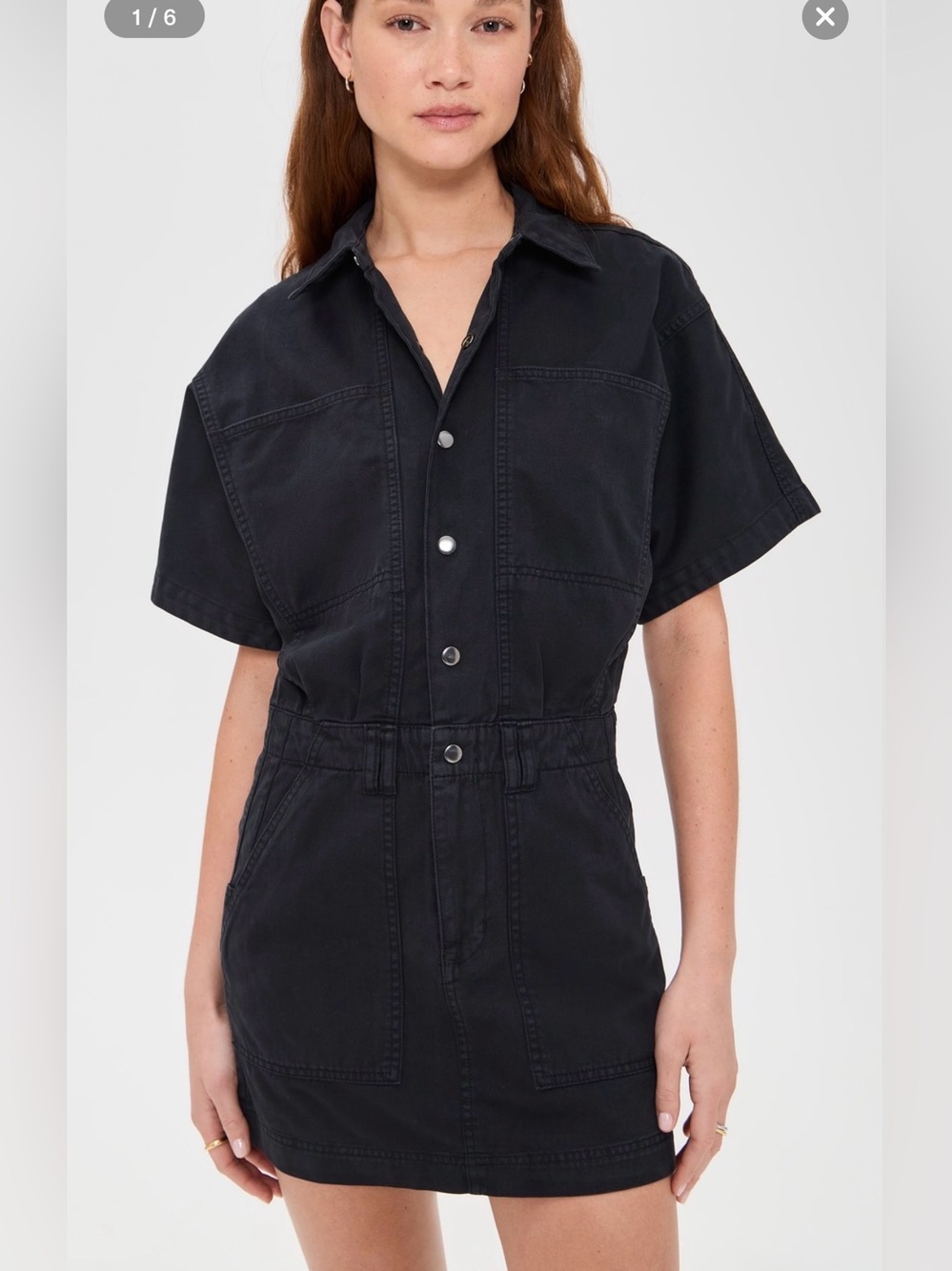 pistola Black Short-Sleeve Utility dress